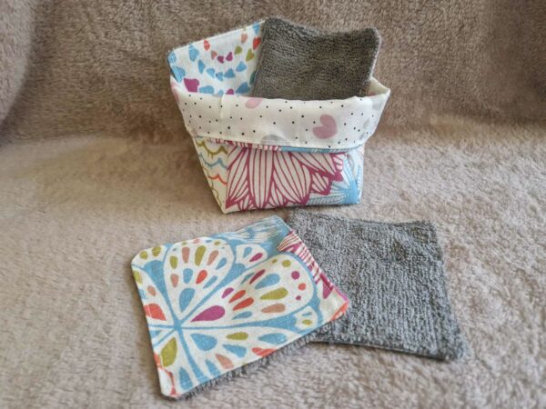 Lingette démaquillante lavable et panier